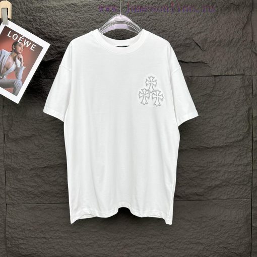 Kroxin 2024 New Silver Thread Embroidered Cross Logo Couple's Short Sleeved T-shirtOriginal Fab xv6fs58k - Image 2
