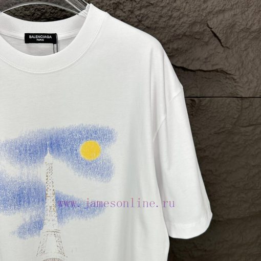 Parisian Maison 2024 New Iron Tower Letter Pattern Couple's Short Sleeved T-shirtOriginal Fabri 5mfuubeq - Image 4