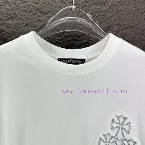 Kroxin 2024 New Silver Thread Embroidered Cross Logo Couple's Short Sleeved T-shirtOriginal Fab xv6fs58k - Image 3