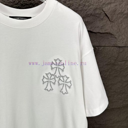 Kroxin 2024 New Silver Thread Embroidered Cross Logo Couple's Short Sleeved T-shirtOriginal Fab xv6fs58k - Image 4