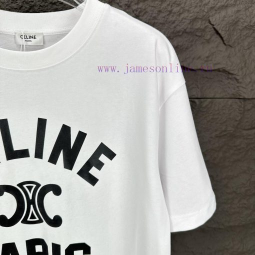 Celine 2024 New Letter Logo Couple's Short Sleeved T-shirtOriginal Fabric With Digital Direct P gxl6bwe4 - Image 13