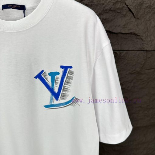 LV Louis Vuitton 2024 New Hand-painted Rabbit Pattern Couple's Short Sleeved T-shirtOriginal Fa ck0fu8un - Image 4