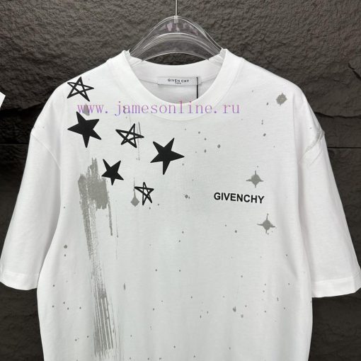 Givenchy 2024 New Pentagram Letter Logo Couple's Short Sleeved T-shirtOriginal Fabric With Digi 8i8xhkbb - Image 5