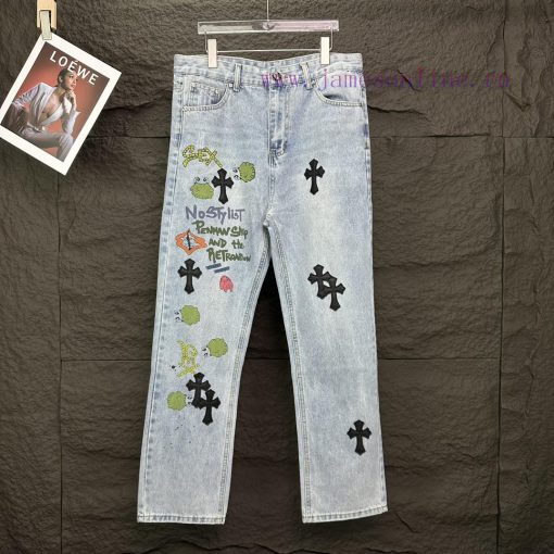 Kroxin 2024 New Cartoon Letter Pattern Washed Denim JeansTop Ceiling QualityThe Styles With Dif xq0s8edm - Image 2