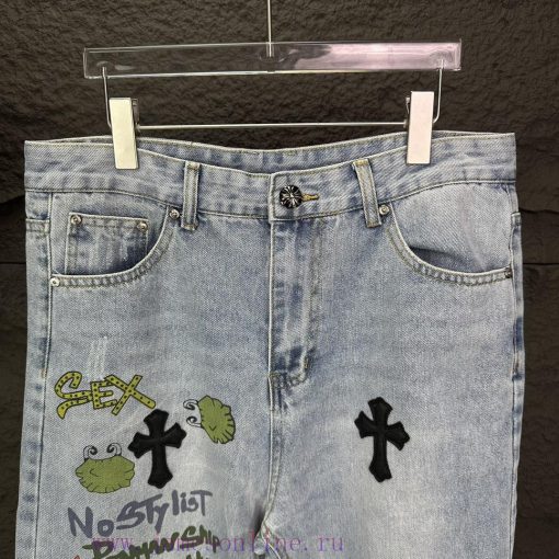 Kroxin 2024 New Cartoon Letter Pattern Washed Denim JeansTop Ceiling QualityThe Styles With Dif xq0s8edm - Image 13