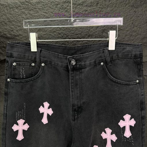 Kroxin 2024 New Cross Pink Leather Washed JeansTop Ceiling QualityThe Styles With Different Was zrksnjlw - Image 4