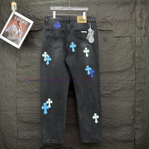 Kroxin 2024 New Cross Blue Pink Sticky Leather Washed JeansTop Ceiling QualityThe Styles With D 9099posm - Image 3