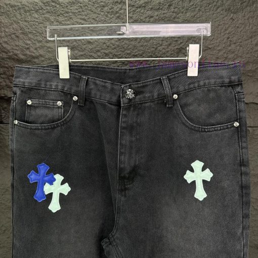 Kroxin 2024 New Cross Blue Pink Sticky Leather Washed JeansTop Ceiling QualityThe Styles With D 9099posm - Image 4