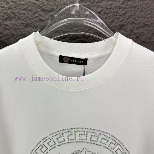 Versace 2024 New Classic Hot Stamping Portrait Logo Couple's Short Sleeved T-shirtOriginal Fabr fc5bsfrm - Image 12