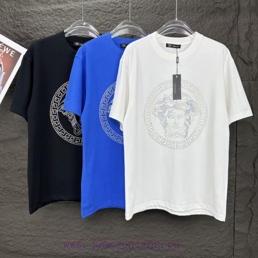 Versace 2024 New Classic Hot Stamping Portrait Logo Couple's Short Sleeved T-shirtOriginal Fabr fc5bsfrm - Image 19