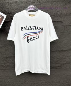 Gucci X Balenciaga Joint 2024 New Letter Logo Couple's Short Sleeved T-shirtOriginal Fabric Wit aqpunatx