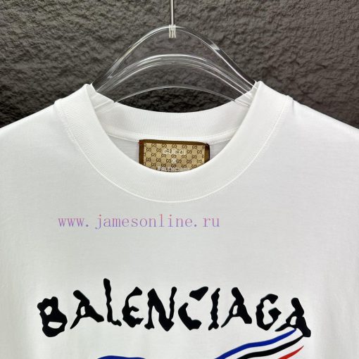 Gucci X Balenciaga Joint 2024 New Letter Logo Couple's Short Sleeved T-shirtOriginal Fabric Wit aqpunatx - Image 3
