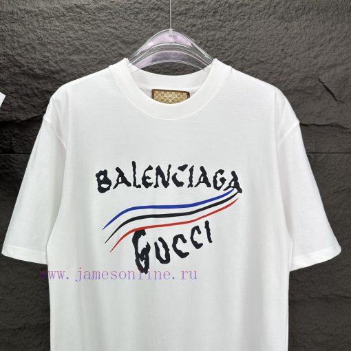 Gucci X Balenciaga Joint 2024 New Letter Logo Couple's Short Sleeved T-shirtOriginal Fabric Wit aqpunatx - Image 5