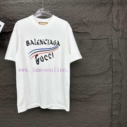 Gucci X Balenciaga Joint 2024 New Letter Logo Couple's Short Sleeved T-shirtOriginal Fabric Wit aqpunatx - Image 7