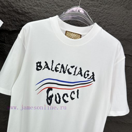 Gucci X Balenciaga Joint 2024 New Letter Logo Couple's Short Sleeved T-shirtOriginal Fabric Wit aqpunatx - Image 15