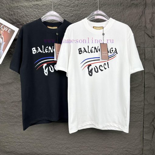 Gucci X Balenciaga Joint 2024 New Letter Logo Couple's Short Sleeved T-shirtOriginal Fabric Wit aqpunatx - Image 19