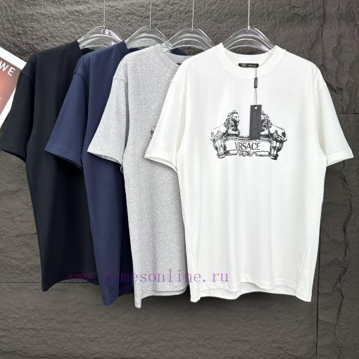 Four ColorsVersace 2024 New Lion 🦁 Letter Pattern Couple's Short Sleeved T-shirtOriginal Fabric b39rcq4c - Image 19