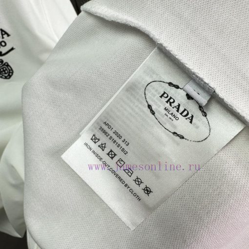 Prada 2024 New Embroidered Letter Logo Couple's Lapel Polo ShirtThe Original Pearl Cotton Mater xx33kif1 - Image 7