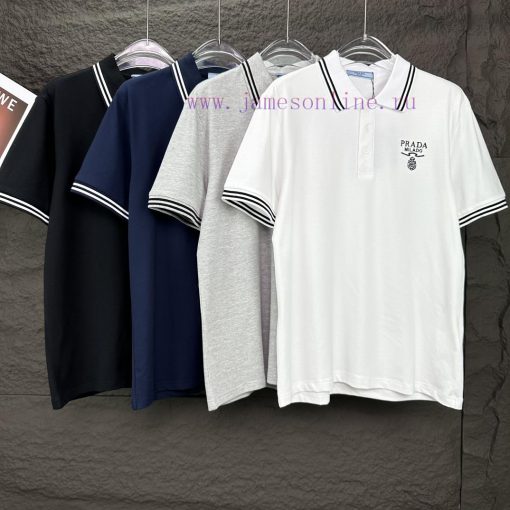 Prada 2024 New Embroidered Letter Logo Couple's Lapel Polo ShirtThe Original Pearl Cotton Mater xx33kif1 - Image 19