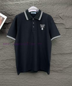 Four ColorsPrada 2024 New Embroidered Letter Logo Couple's Lapel Polo ShirtThe Original Pearl C soc0ydqh