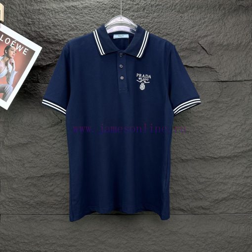 Four ColorsPrada 2024 New Embroidered Letter Logo Couple's Lapel Polo ShirtThe Original Pearl C soc0ydqh - Image 4