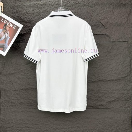 Four ColorsPrada 2024 New Embroidered Letter Logo Couple's Lapel Polo ShirtThe Original Pearl C soc0ydqh - Image 9