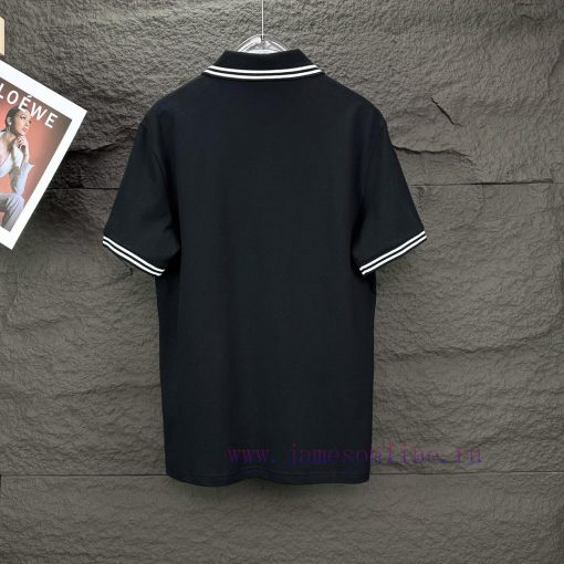 Four ColorsPrada 2024 New Embroidered Letter Logo Couple's Lapel Polo ShirtThe Original Pearl C soc0ydqh - Image 12