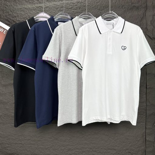 Four ColorsDior 2024 New Embroidered Love Logo Couple's Collar Polo ShirtThe Original Pearl Cot 5ib07wvu - Image 10