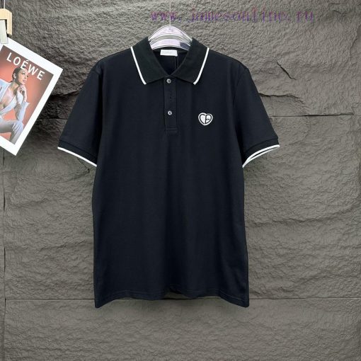 Four ColorsDior 2024 New Embroidered Love Logo Couple's Collar Polo ShirtThe Original Pearl Cot 5ib07wvu - Image 11