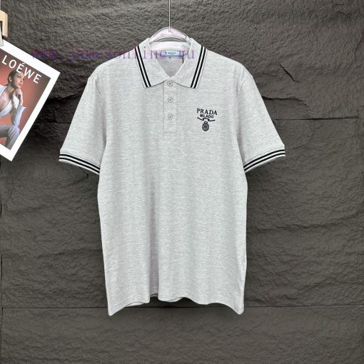 Four ColorsPrada 2024 New Embroidered Letter Logo Couple's Lapel Polo ShirtThe Original Pearl C soc0ydqh - Image 15