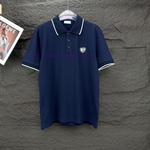 Four ColorsDior 2024 New Embroidered Love Logo Couple's Collar Polo ShirtThe Original Pearl Cot 5ib07wvu - Image 13