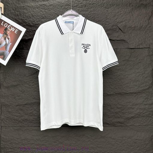 Four ColorsPrada 2024 New Embroidered Letter Logo Couple's Lapel Polo ShirtThe Original Pearl C soc0ydqh - Image 17