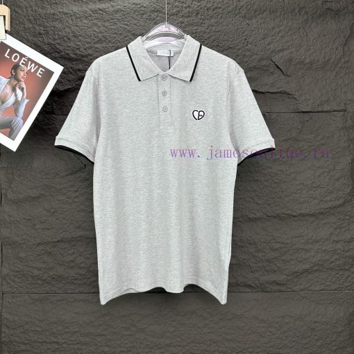 Four ColorsDior 2024 New Embroidered Love Logo Couple's Collar Polo ShirtThe Original Pearl Cot 5ib07wvu - Image 15