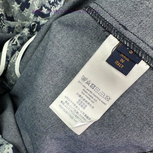 LV Louis Vuitton 2024 Spring/Summer New Printed Logo Couple Denim Short Sleeved ShirtOriginal C w1bzoa4c - Image 8