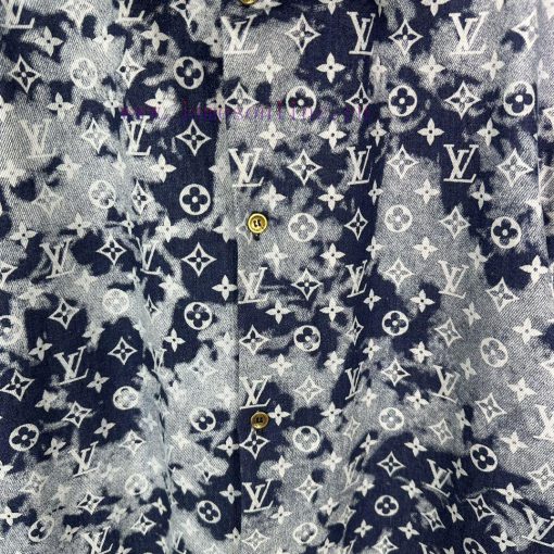 LV Louis Vuitton 2024 Spring/Summer New Printed Logo Couple Denim Short Sleeved ShirtOriginal C w1bzoa4c - Image 15