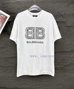 Parisian Maison 2024 New Heavy Industry Diamond Letter Logo Couple's Short Sleeved T-shirtOrigi ra217sex