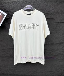 Givenchy 2024 New Perforated Letter Logo Couple's Short Sleeved T-shirtOriginal Fabric With Dig mky2uua9