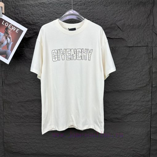 Givenchy 2024 New Perforated Letter Logo Couple's Short Sleeved T-shirtOriginal Fabric With Dig mky2uua9 - Image 2
