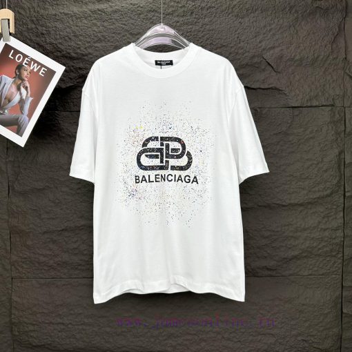 Parisian Family 2024 New Color Ink Dot Letter Couple Short Sleeved T-shirtOriginal Fabric With mbxn40gy