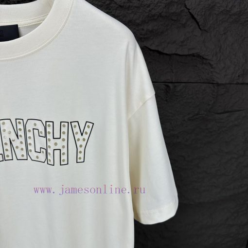 Givenchy 2024 New Perforated Letter Logo Couple's Short Sleeved T-shirtOriginal Fabric With Dig mky2uua9 - Image 4