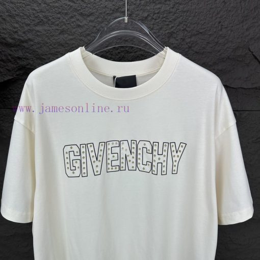 Givenchy 2024 New Perforated Letter Logo Couple's Short Sleeved T-shirtOriginal Fabric With Dig mky2uua9 - Image 5