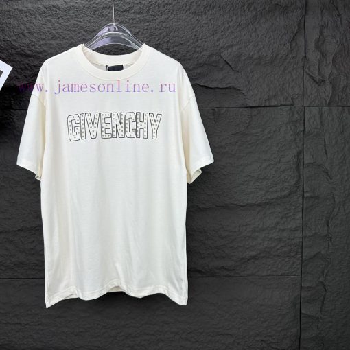 Givenchy 2024 New Perforated Letter Logo Couple's Short Sleeved T-shirtOriginal Fabric With Dig mky2uua9 - Image 6