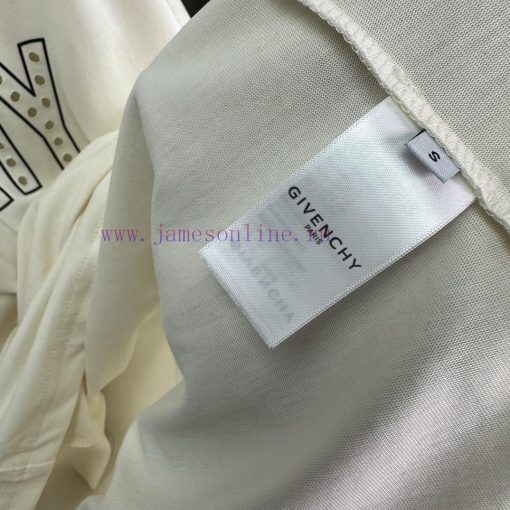 Givenchy 2024 New Perforated Letter Logo Couple's Short Sleeved T-shirtOriginal Fabric With Dig mky2uua9 - Image 8