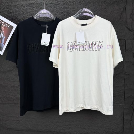 Givenchy 2024 New Perforated Letter Logo Couple's Short Sleeved T-shirtOriginal Fabric With Dig mky2uua9 - Image 10