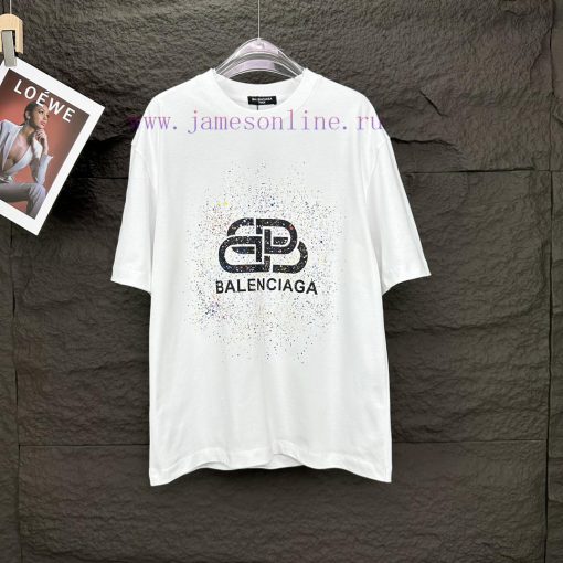 Parisian Family 2024 New Color Ink Dot Letter Couple Short Sleeved T-shirtOriginal Fabric With mbxn40gy - Image 11