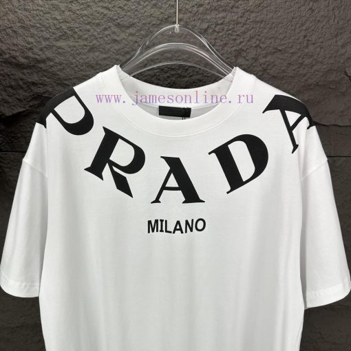 Prada 2024 New Collar Letter Logo Couple's Short Sleeved T-shirtOriginal Fabric With Digital Di aiu1tcak - Image 14