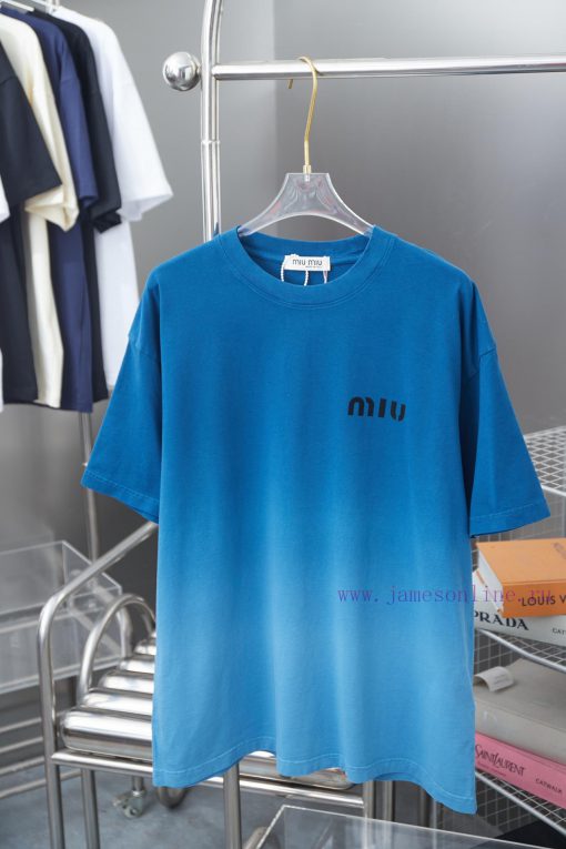 MUI 25SS Early Spring New Plush Letter Printed Short SleeveLight Luxury Fashion Is A Must-have eknnu6xb