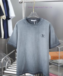 VAL * NTINO Huajia 25SS Early Spring New Style Plush Letter Printed Short Sleeved ShirtLight Lu 42z7npvs