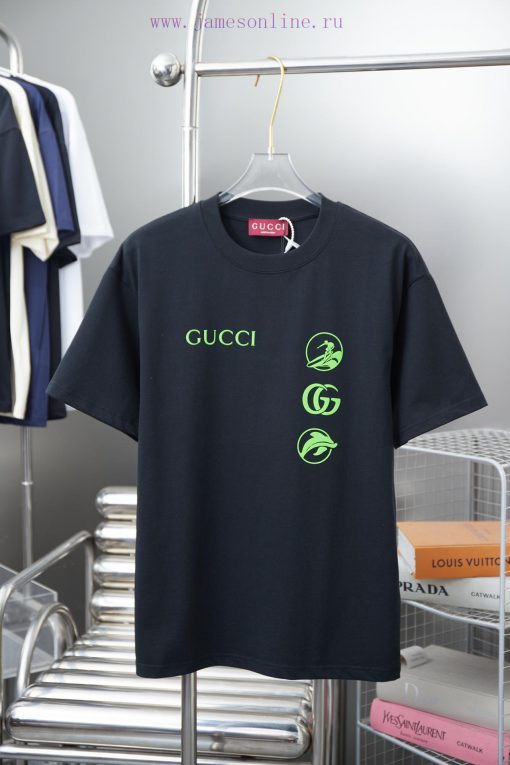 GU Gujia 25SS Early Spring New Surfing Letter Printed Short Sleeved ShirtLight Luxury Fashion I n2dspyin - Image 2