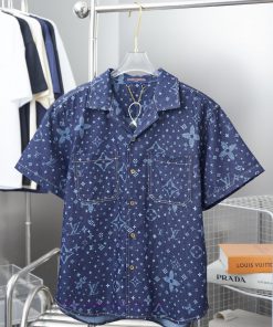 Louis Lv 25ss Early Spring New Denim Vest Short Sleeved ShirtLight Luxury Fashion Is A Must-hav 3iv08mfm